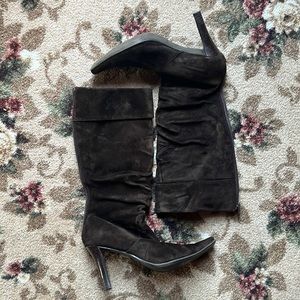 White mt brown heeled boot